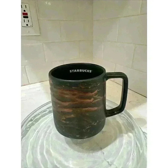 Copper and Green Starbucks Coffee Tea Mug 12oz Dishwasher Safe Swirl Wave Mug - Picture 1 of 14